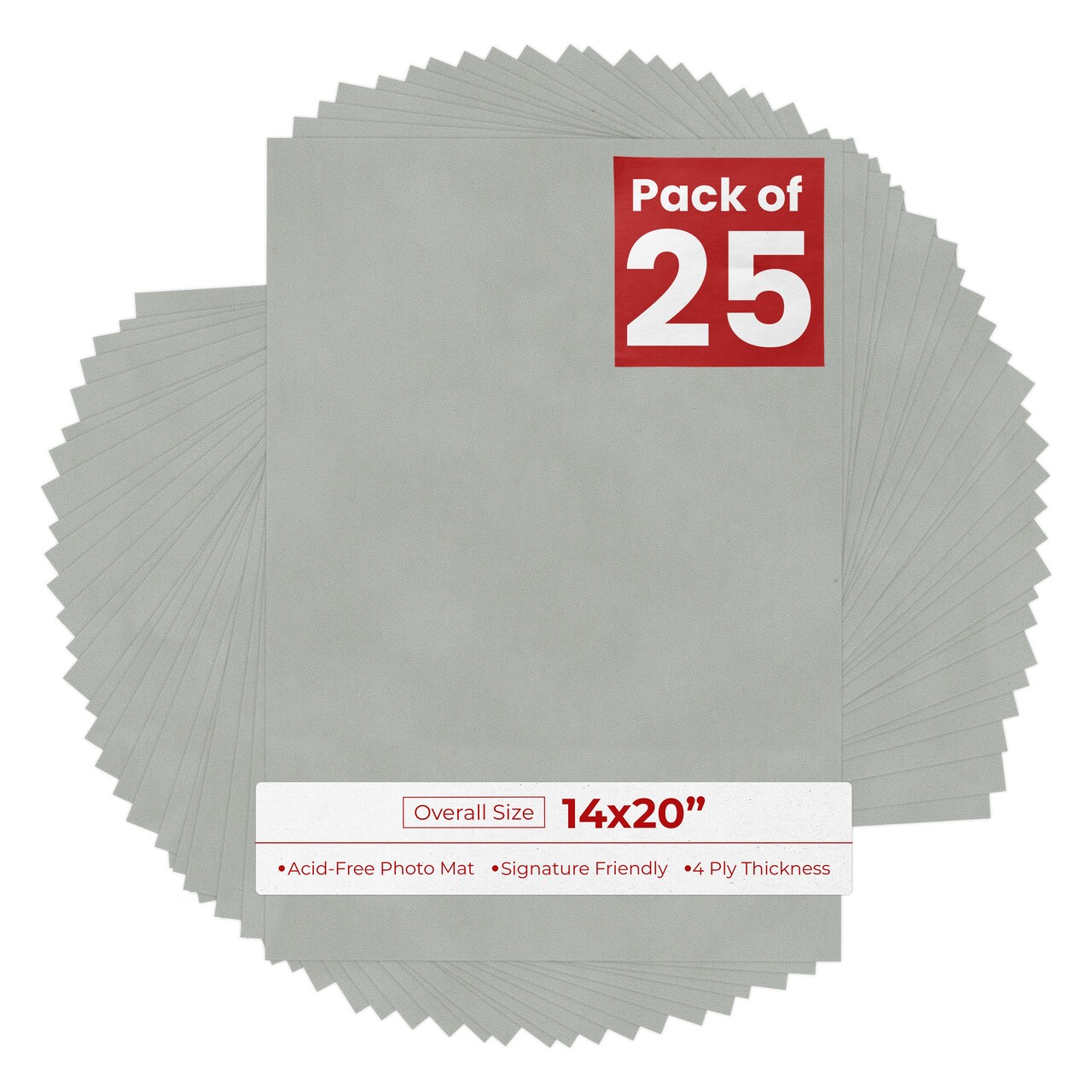 Light Grey Suede 14x20 Uncut Mat Board - Blank Sheets, No Opening